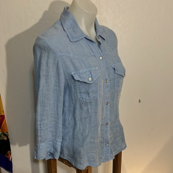 🌈 For Joseph Linen made in USA western shirt - Picture 2 of 6